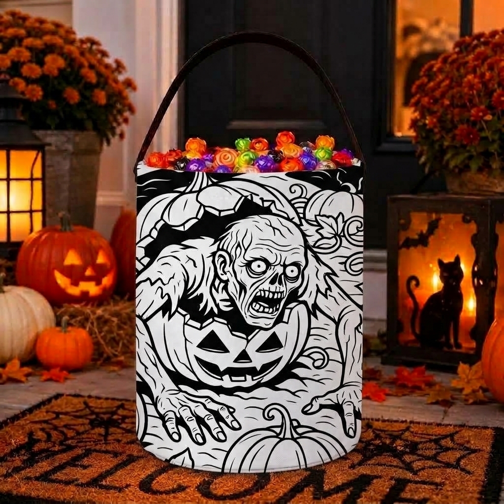 Halloween DIY Coloring Candy Bag | Color Your Own Trick or Treat Bag, Creative Stress Relief Activity for Kids - makephotopuzzleuk