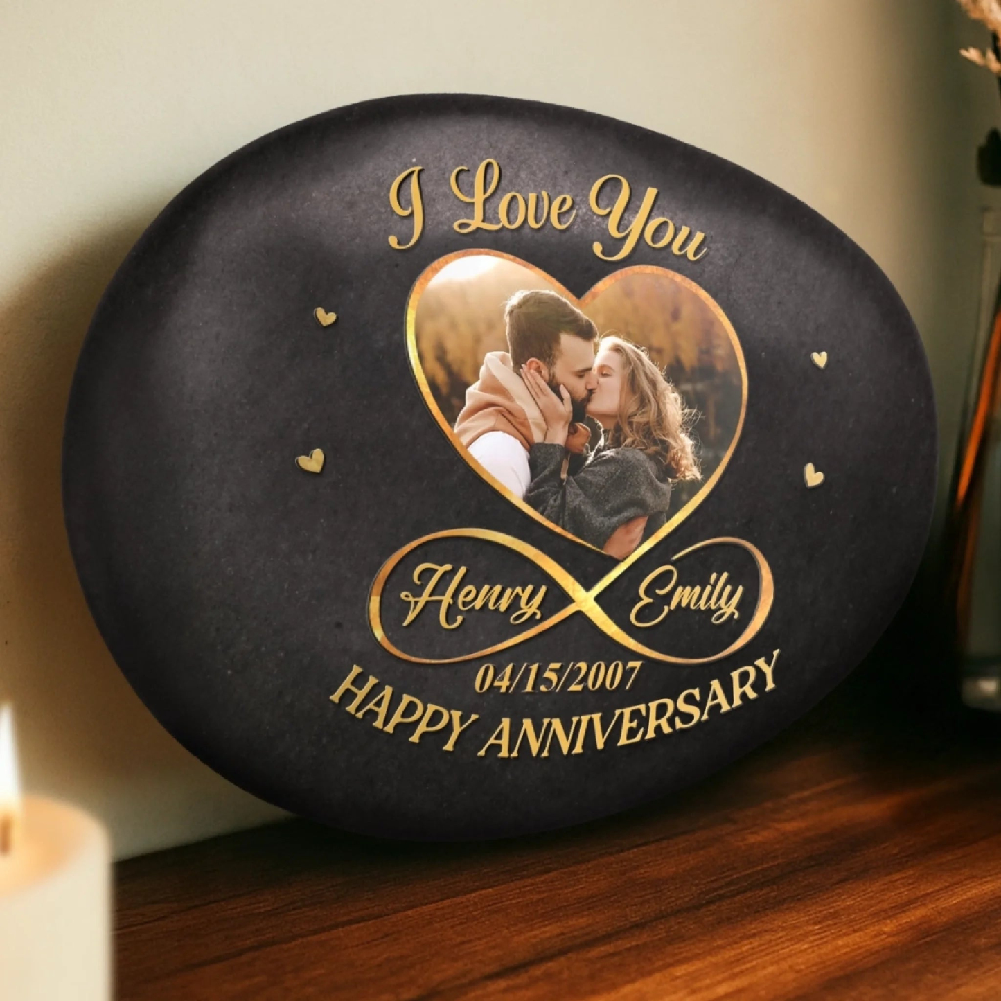 Custom Printed Rock Personalized Anniversary Wedding Gifts For Husband And Wife, Him And Her - makephotopuzzleuk