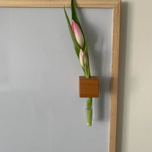 Magnetic Wooden Bud Vase: Flower & Plant Holders for Home Decor - Blooming Love On My Fridge - makephotopuzzleuk