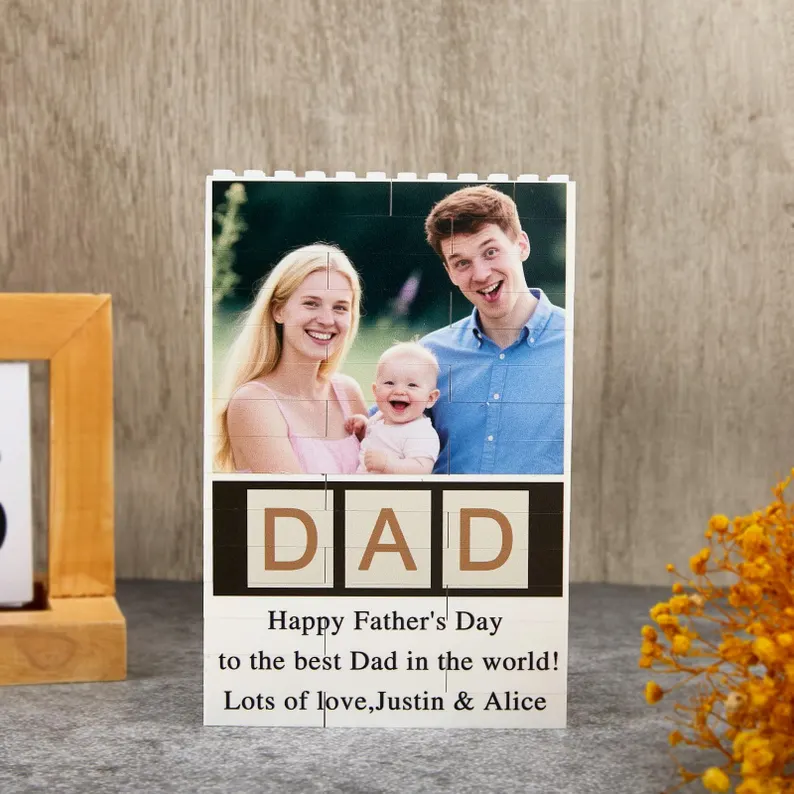 Personalised Dad Brick Photo block, Gift for Dad, Noun, Building Block, Puzzle, Gift, Him, Dad, Father's Day