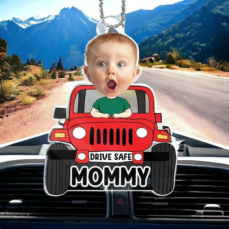Gifts for Father Custom Car Photo Ornament For Dad, Drive Safe Daddy Car Hanger, Car Decor, Gift for Dad, Drive Safe Ornament, Daddy Gifts - makephotopuzzleuk