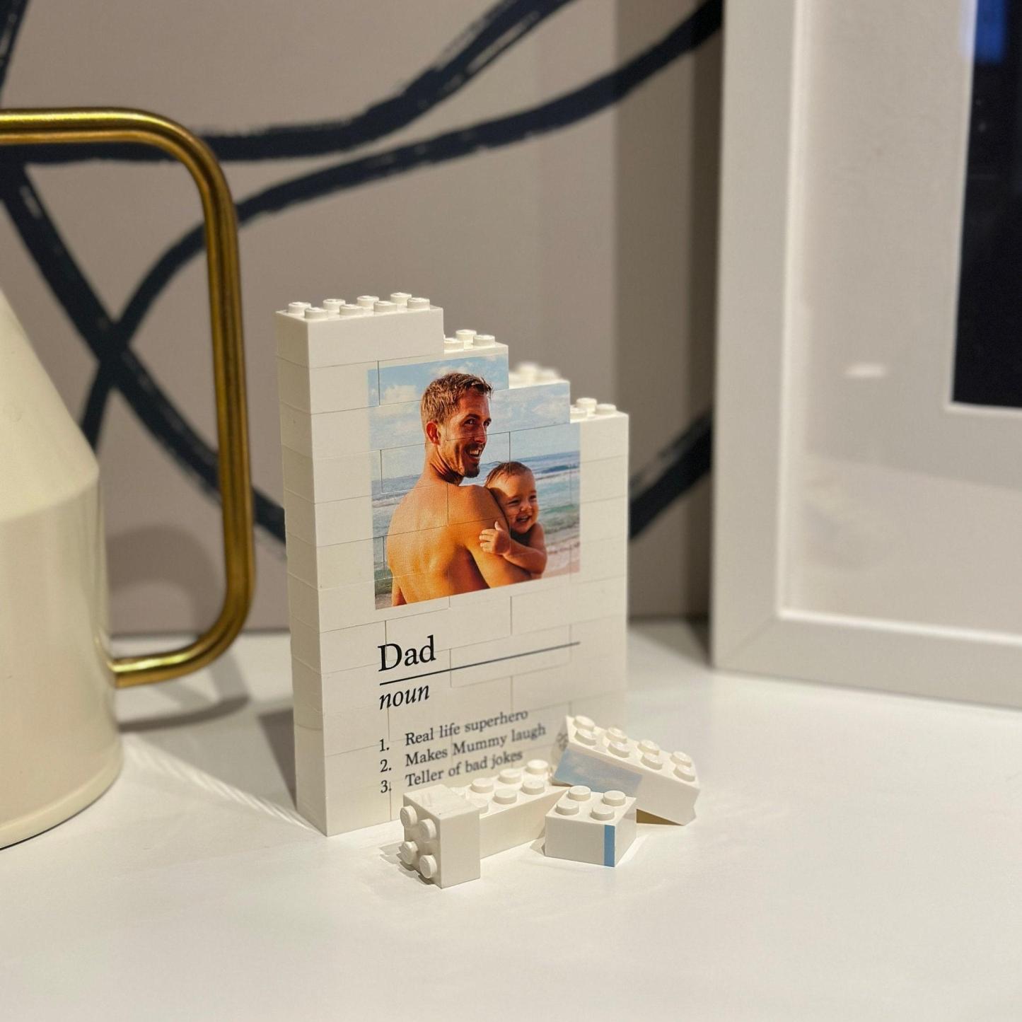 Personalised Dad Brick Photo block, Gift for Dad, Noun, Building Block, Puzzle, Gift, Him, Dad, Father's Day - makephotopuzzleuk
