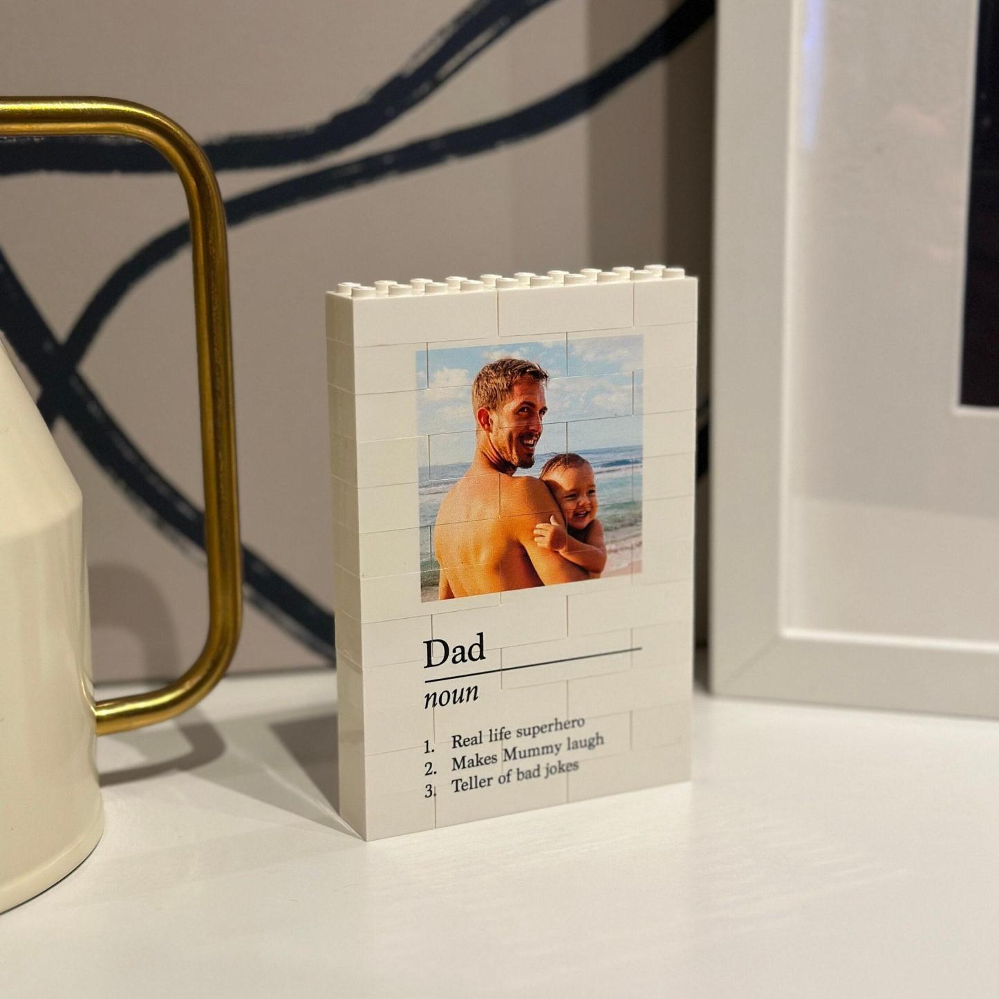 Personalised Dad Brick Photo block, Gift for Dad, Noun, Building Block, Puzzle, Gift, Him, Dad, Father's Day - makephotopuzzleuk
