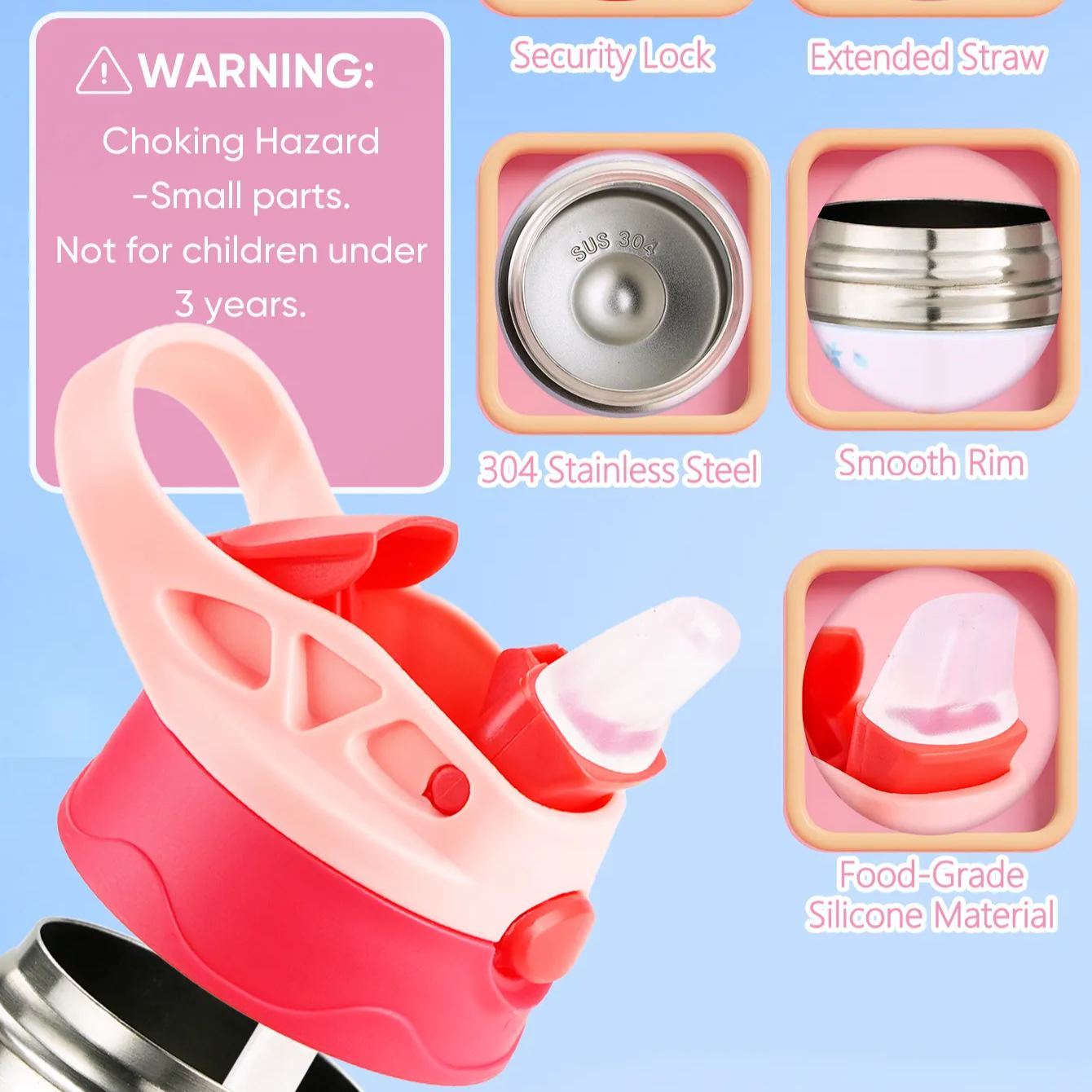 Custom Name Printed Kids Cute Water Bottle - Personalized Back To School Gifts For Kids - makephotopuzzleuk