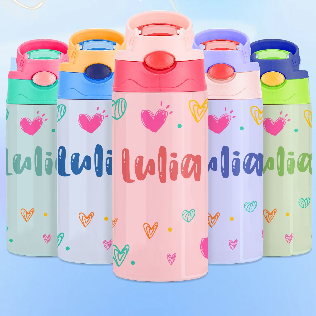 Custom Name Printed Kids Cute Water Bottle - Personalized Back To School Gifts For Kids - makephotopuzzleuk