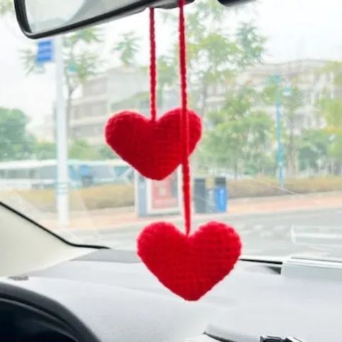 Crochet Cherry Car Mirror Hanging: Handmade Knitted Car Accessory - makephotopuzzleuk