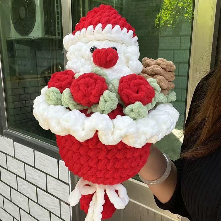 Handmade Christmas Crochet Flower Bouquet Festive Crochet Flower Arrangement Holiday Gift for Couples - makephotopuzzleuk