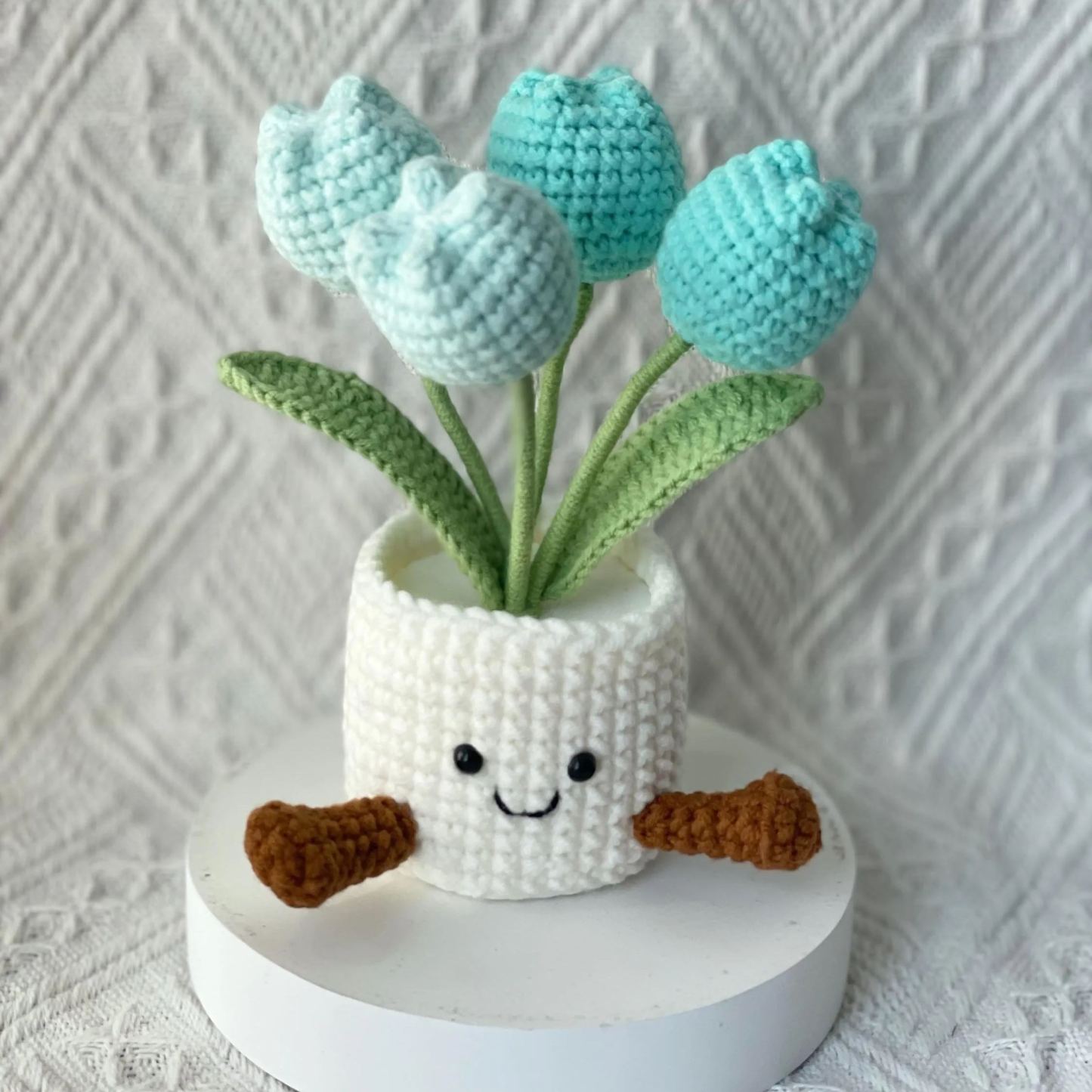 Handmade Crochet Flower Pot Gift | Cute Amigurumi Tulip Desk Decor | Kawaii Forever Flower | Birthday Mother’s Day Gift for Her Friend Mom - makephotopuzzleuk