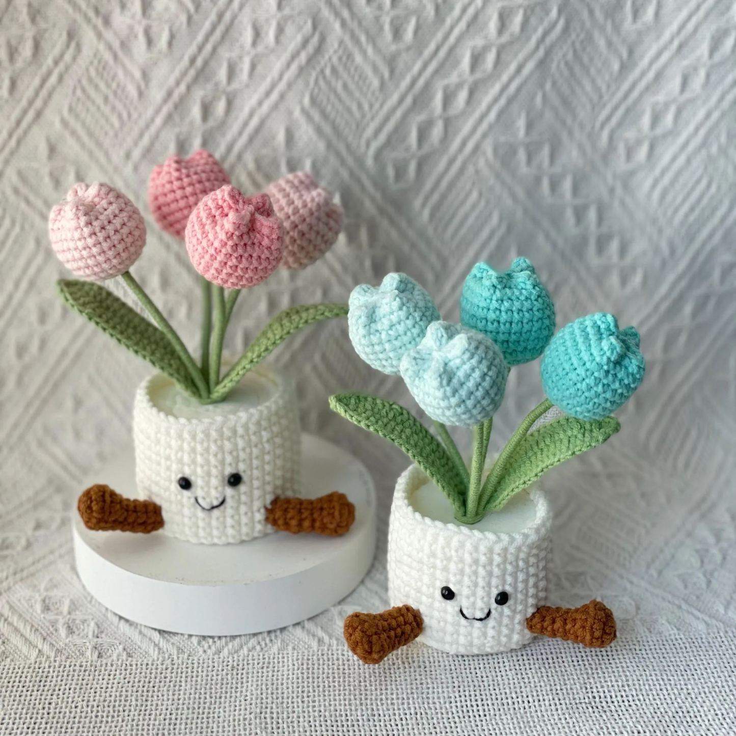 Handmade Crochet Flower Pot Gift | Cute Amigurumi Tulip Desk Decor | Kawaii Forever Flower | Birthday Mother’s Day Gift for Her Friend Mom - makephotopuzzleuk