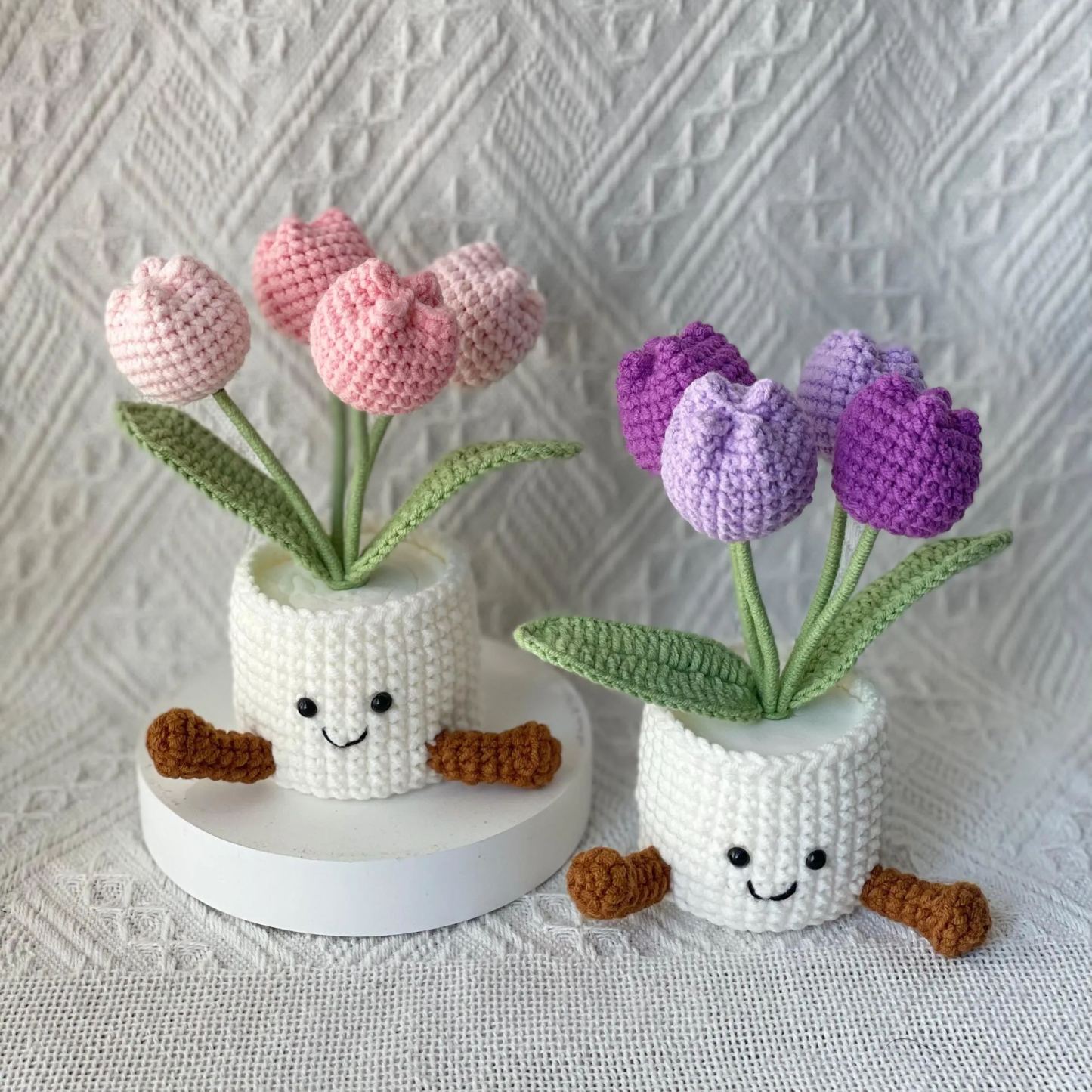 Handmade Crochet Flower Pot Gift | Cute Amigurumi Tulip Desk Decor | Kawaii Forever Flower | Birthday Mother’s Day Gift for Her Friend Mom - makephotopuzzleuk