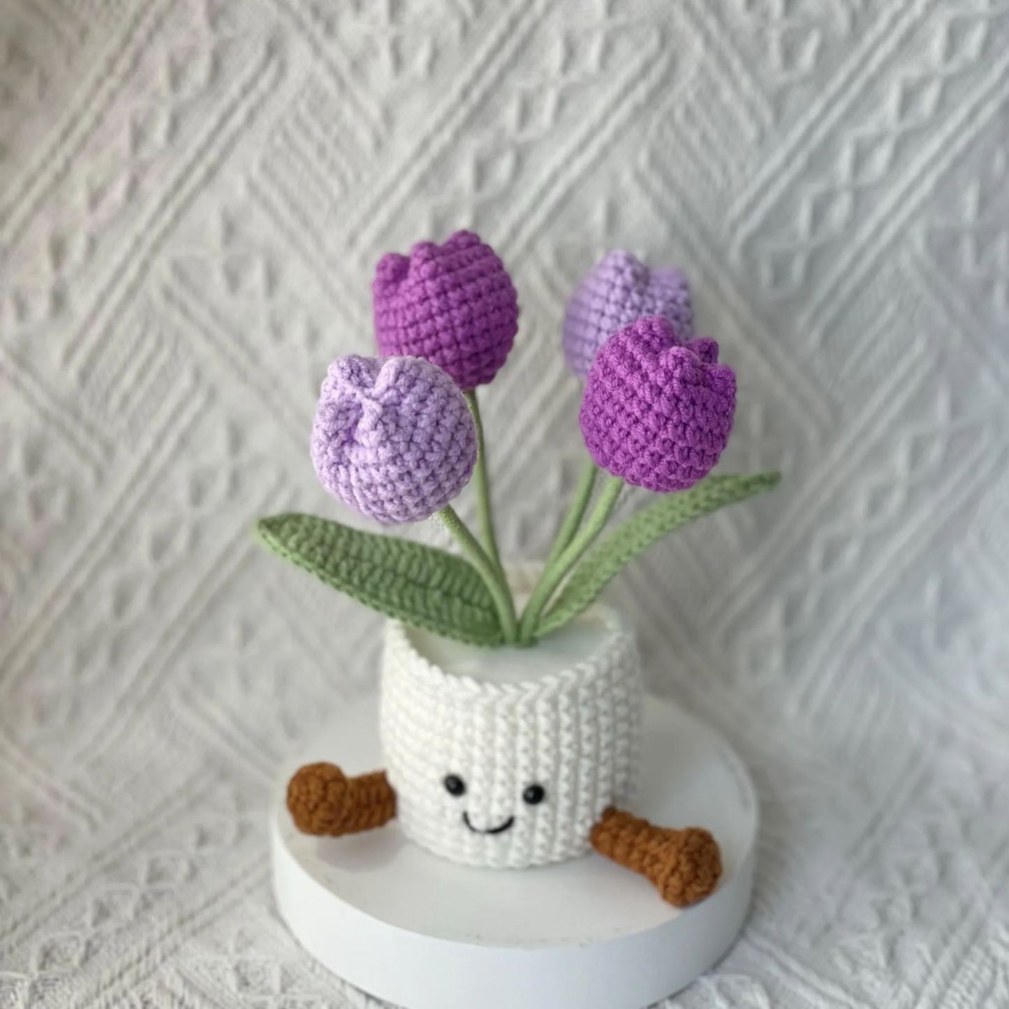 Handmade Crochet Flower Pot Gift | Cute Amigurumi Tulip Desk Decor | Kawaii Forever Flower | Birthday Mother’s Day Gift for Her Friend Mom - makephotopuzzleuk
