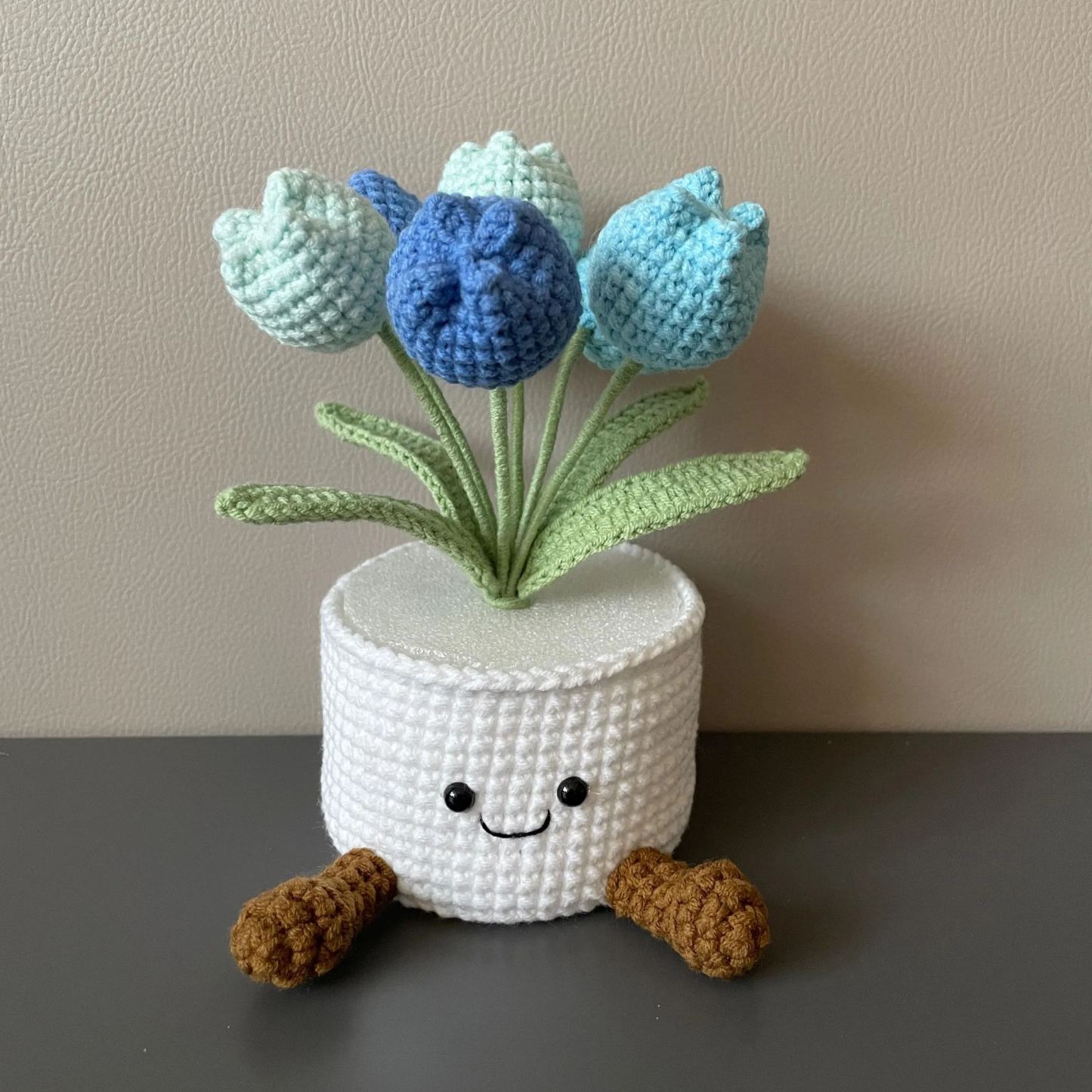 Handmade Crochet Flower Pot Gift | Cute Amigurumi Tulip Desk Decor | Kawaii Forever Flower | Birthday Mother’s Day Gift for Her Friend Mom - makephotopuzzleuk