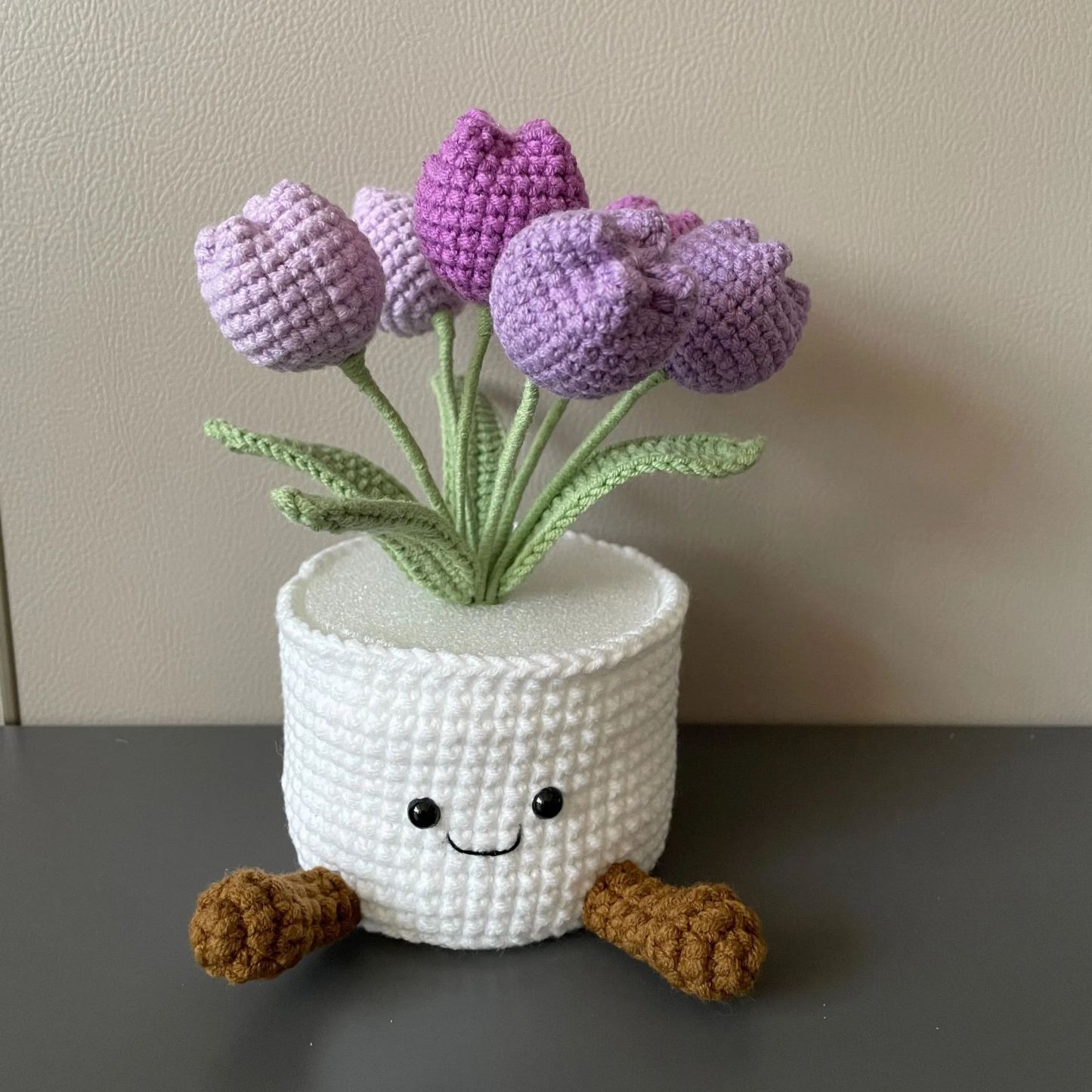 Handmade Crochet Flower Pot Gift | Cute Amigurumi Tulip Desk Decor | Kawaii Forever Flower | Birthday Mother’s Day Gift for Her Friend Mom - makephotopuzzleuk