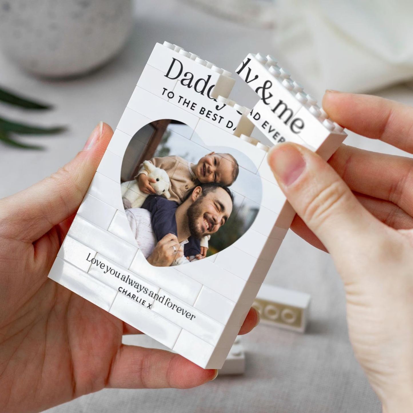 Daddy And Me Gift, Personalised Dad Photo Keepsake, Fathers Day Present From Kids, Best Dad Ever Birthday Gift, New Dad Photo Block - makephotopuzzleuk