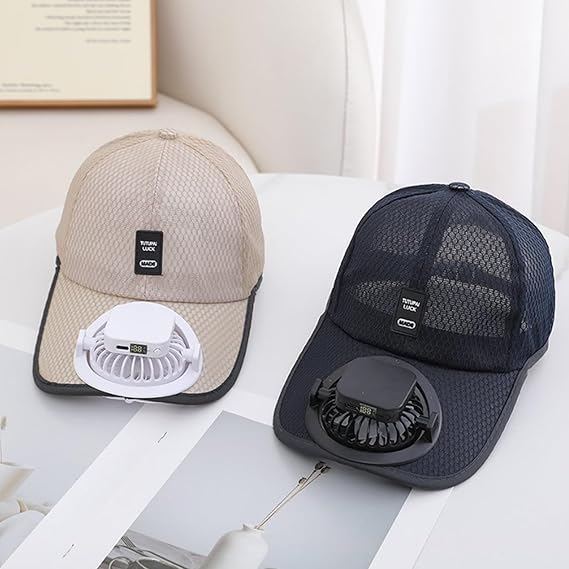 Solar Fan Cap,2026 Summer Breathable Mesh with Solar Charging Fan , Sun Protection Baseball Cap Golf Hat for Hiking,Travel - makephotopuzzleuk
