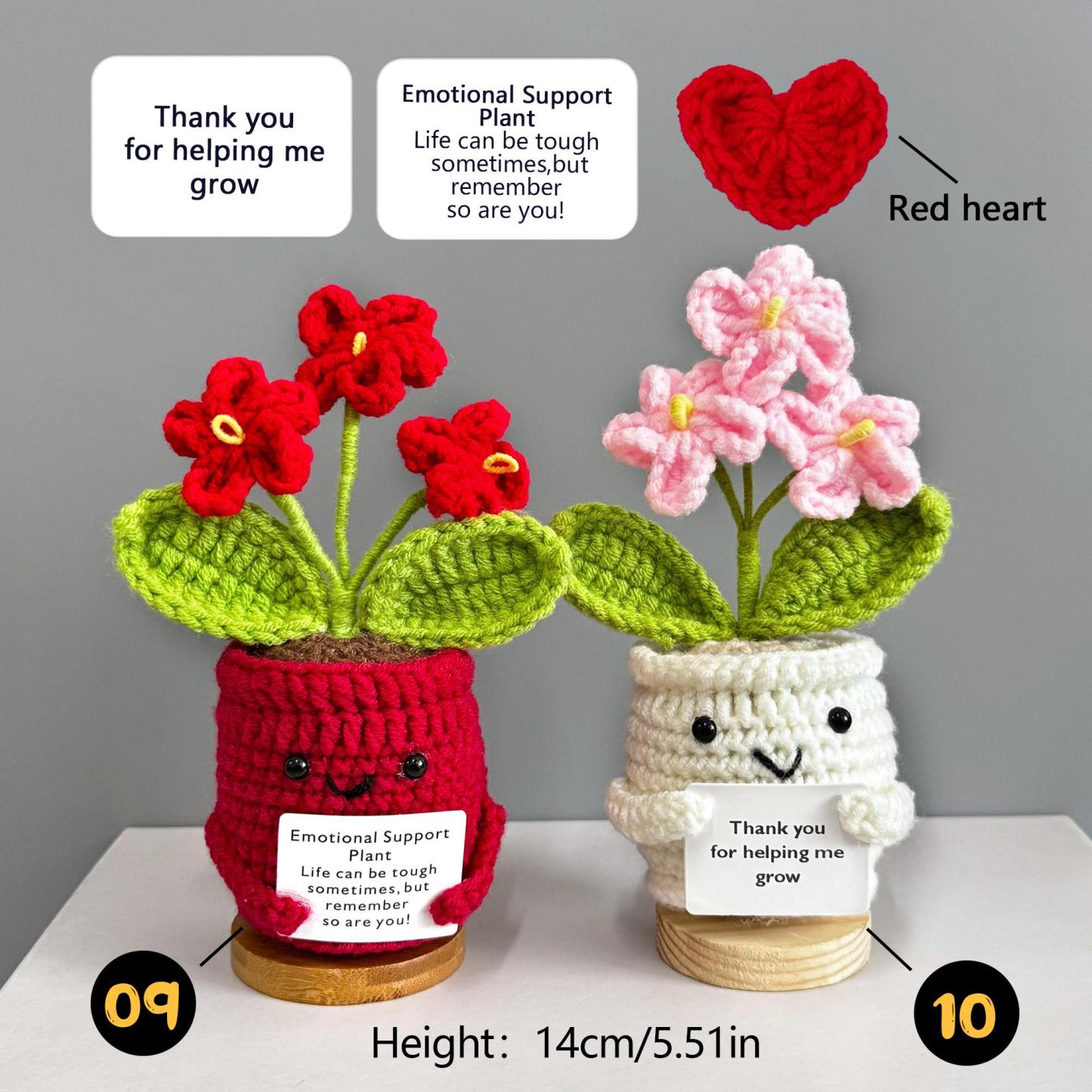 Handmade Crochet Forget me not Flowers with Hugging Heart,Emotional Support Potted Plant,Supportive Gift Flower,Mother's Day gift - makephotopuzzleuk