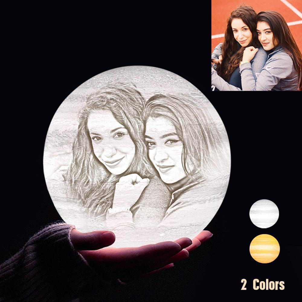 Custom 3D Printing Photo Jupiter Lamp With Your Text - For Friends - Touch Two Colors(10cm-15cm) - makephotopuzzleuk