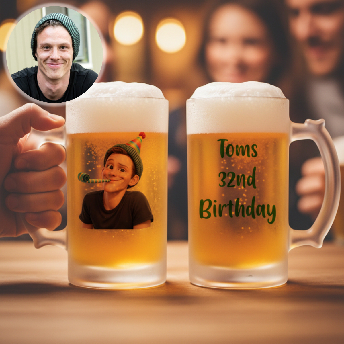 Custom Birthday Party Beer Mug Gift for Dad on Birthday - makephotopuzzleuk