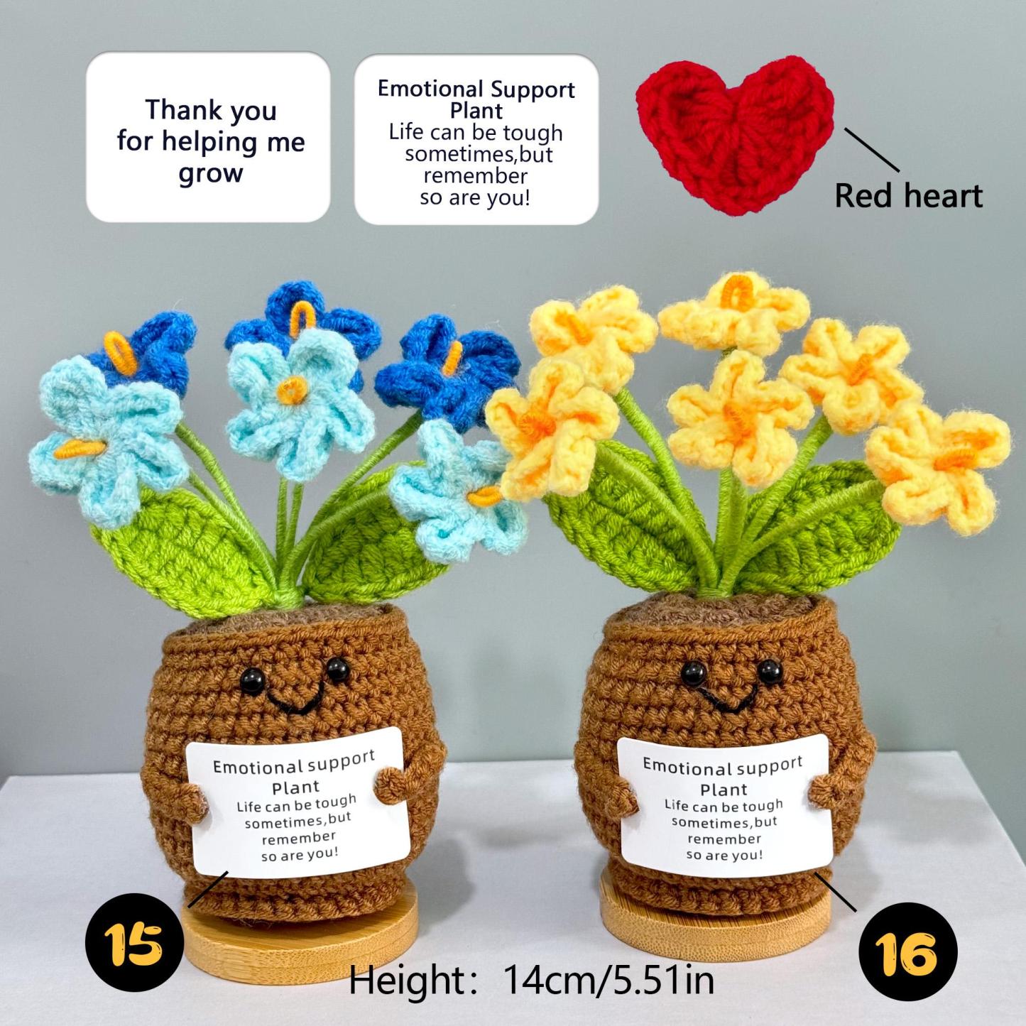 Handmade Crochet Forget me not Flowers with Hugging Heart,Emotional Support Potted Plant,Supportive Gift Flower,Mother's Day gift - makephotopuzzleuk