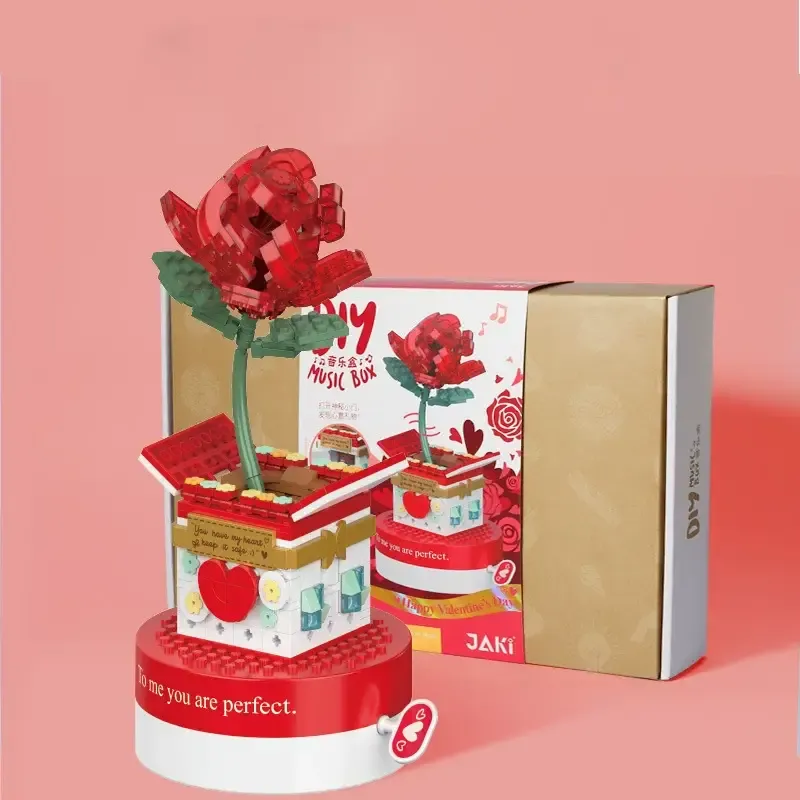 Buildable Rose Music Box A Forever Bloom for the One You Love 374pcs