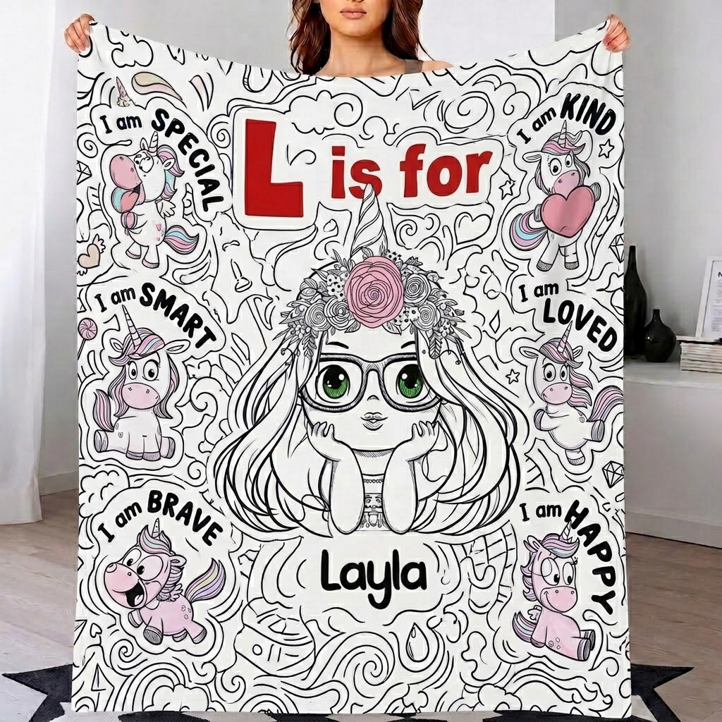God Says I Am Kind I Am Smart Doodling Blanket Trendy Birthday Gift for Grandkid & Kids