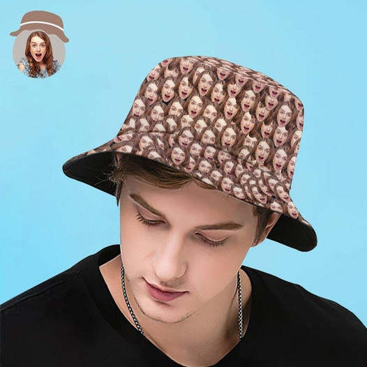 Personalised Bucket Hats Custom Unisex Face Mash Bucket Hat