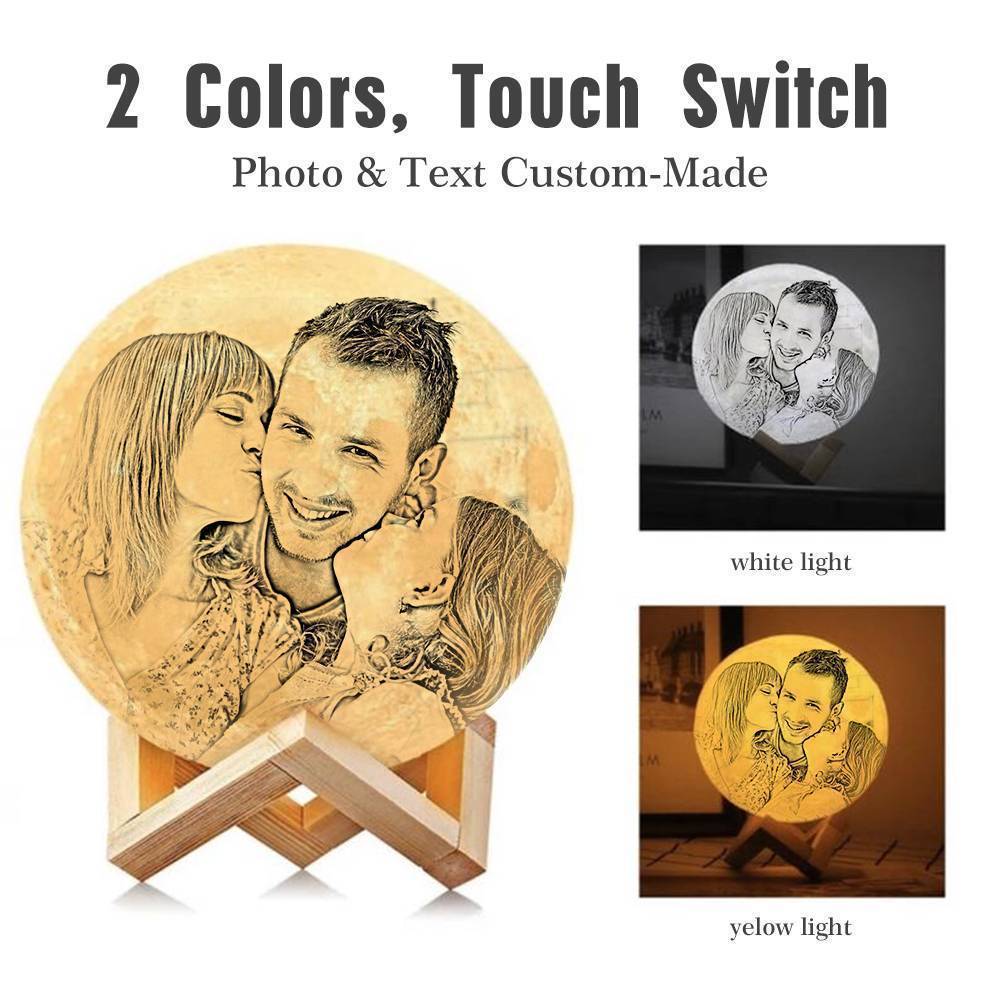 Custom 3D Printing Photo Moon Light With Your Text-For Family-Touch Two Colors(10-15cm) - makephotopuzzleuk