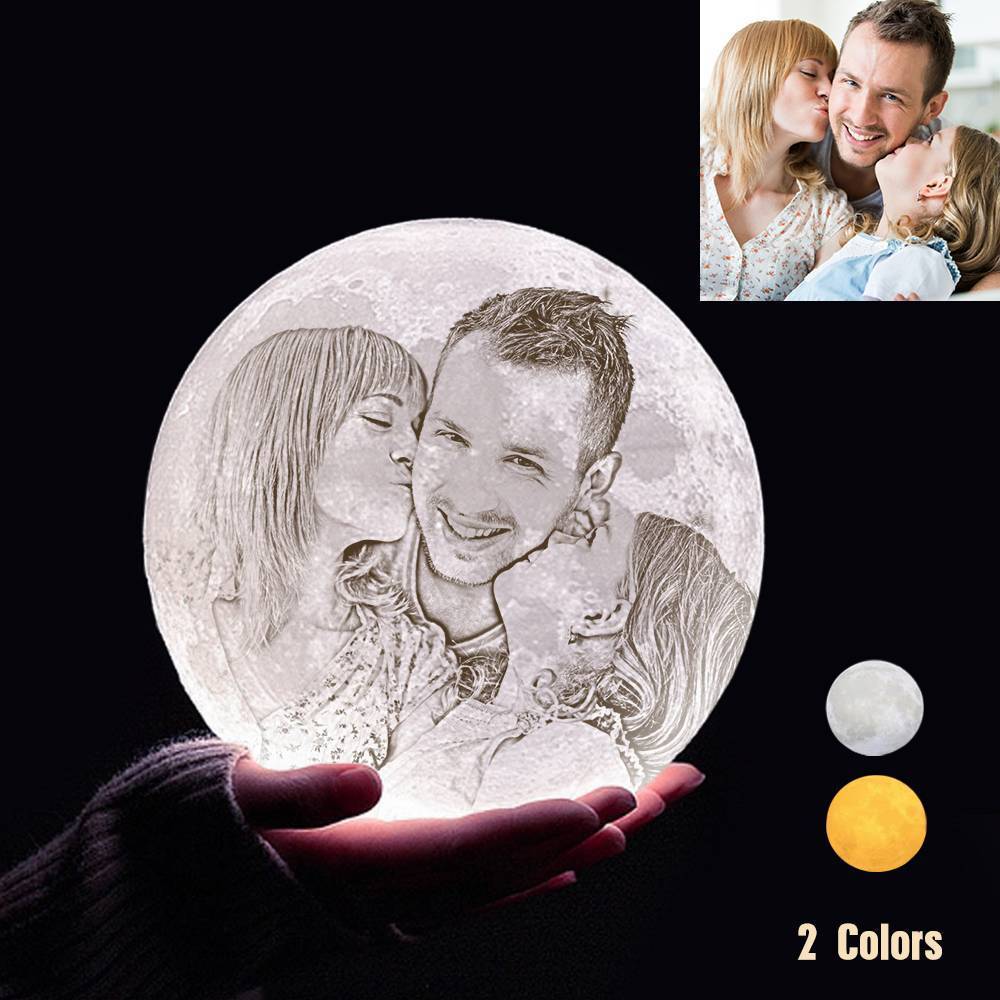 Custom 3D Printing Photo Moon Light With Your Text-For Family-Touch Two Colors(10-15cm) - makephotopuzzleuk