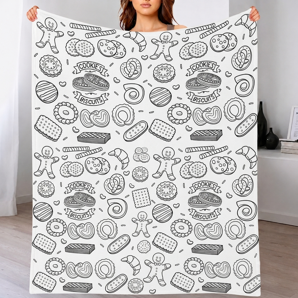 DIY Drawing Blanket with Optional 24 Colors Markers, Color Art Blanket Washable Blankets, Christmas Coloring Blankets for Adults - makephotopuzzleuk