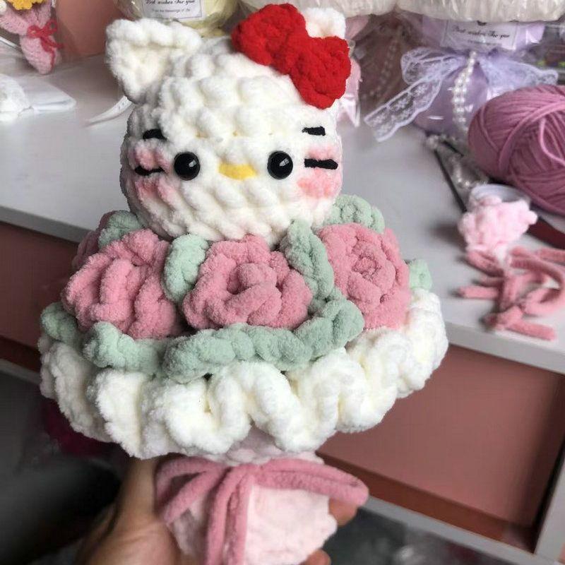 Handmade Christmas Crochet Flower Bouquet Festive Crochet Flower Arrangement Holiday Gift for Couples - makephotopuzzleuk