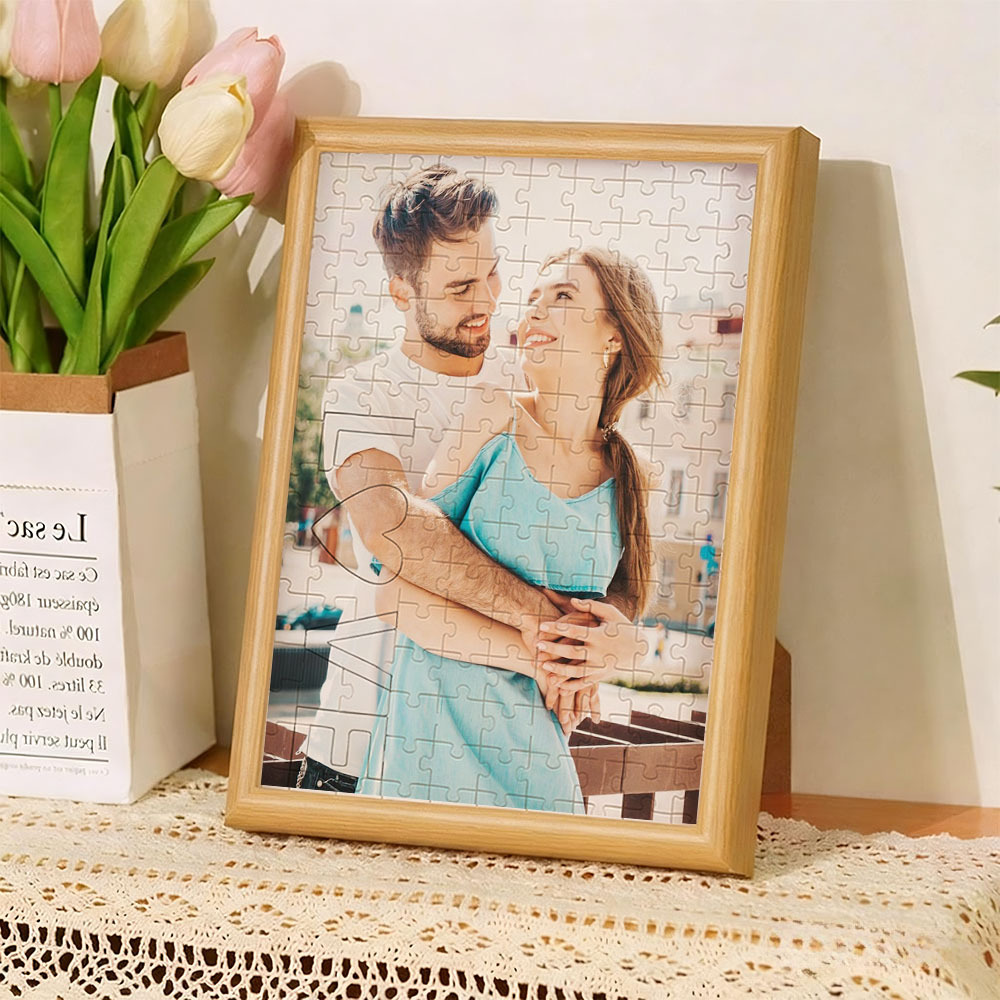 Personalized Photo Jigsaw Puzzle with LOVE-Shaped Piece | Romantic Custom Puzzle Gift