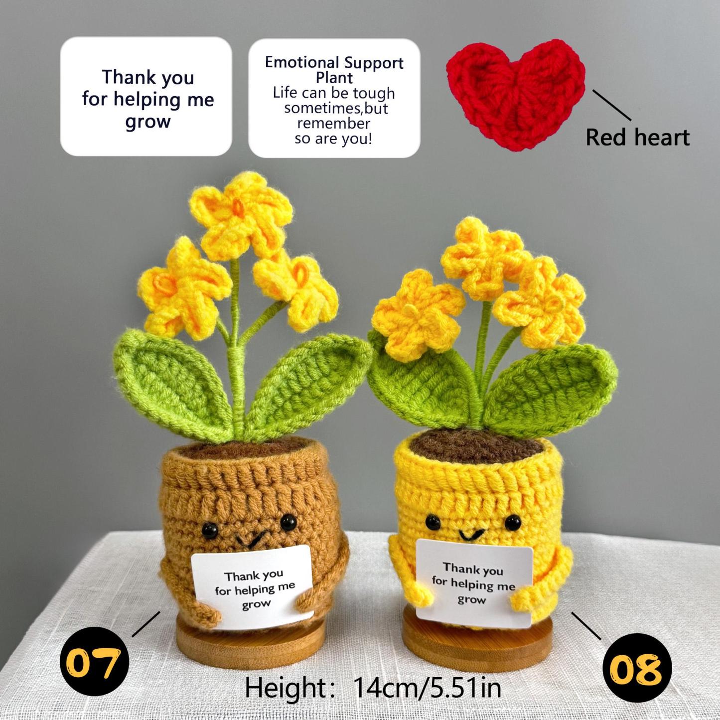 Handmade Crochet Forget me not Flowers with Hugging Heart,Emotional Support Potted Plant,Supportive Gift Flower,Mother's Day gift - makephotopuzzleuk