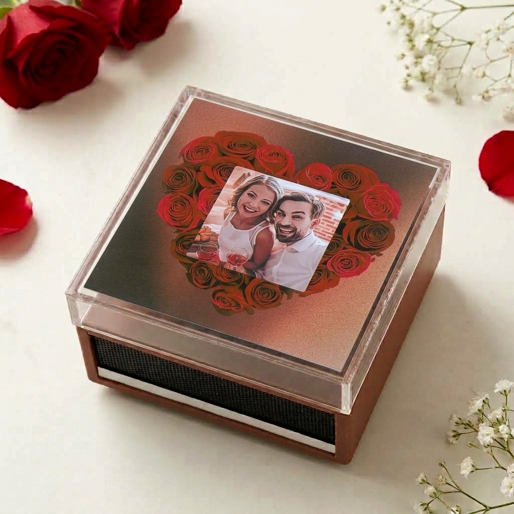 Personalized Mini Vinyl Music Player That Really Plays Music | Each Vinyl Can Play a Different Full Song, Custom Photo Album Cover & Music Box Cover, Anniversary Gift for Couples - makephotopuzzleuk