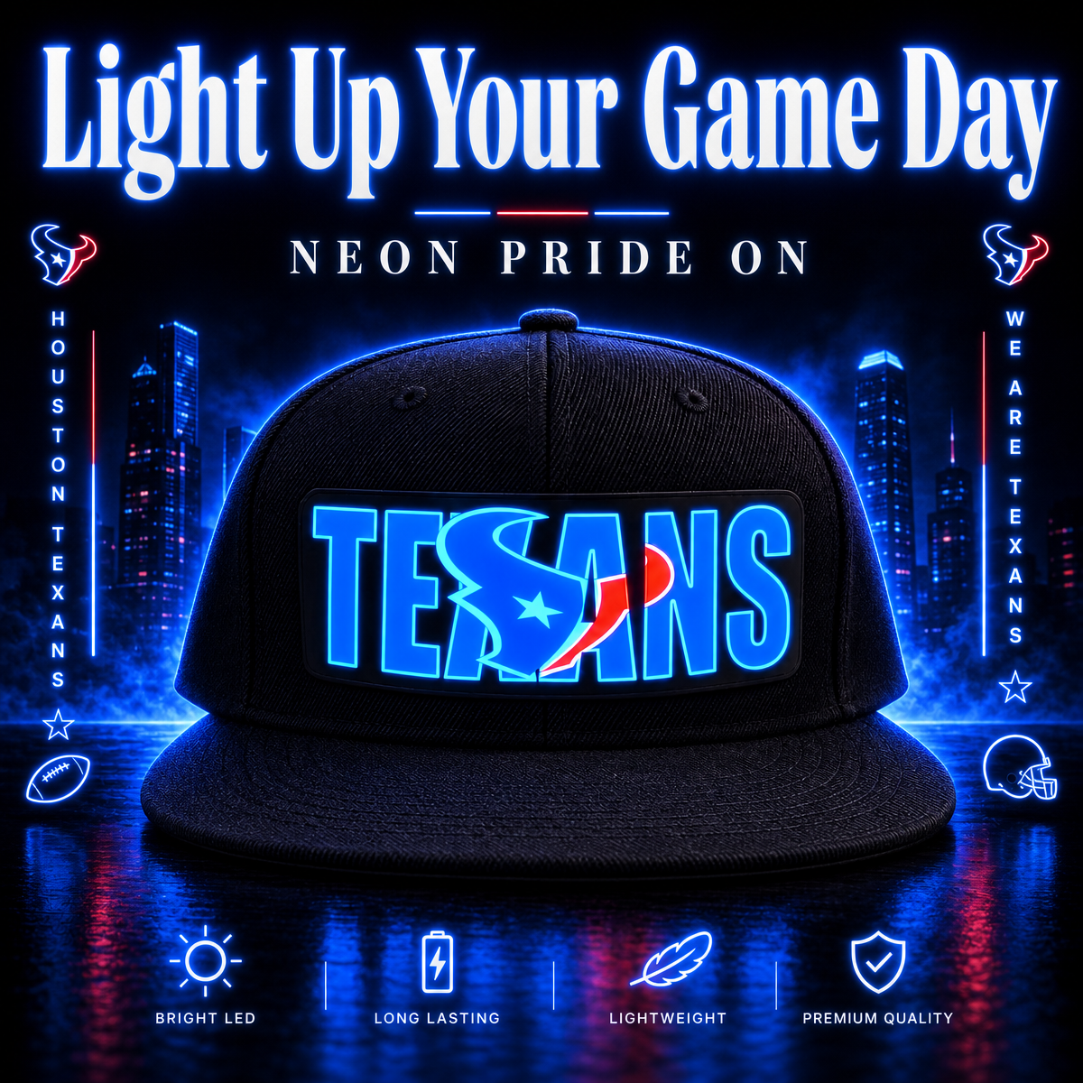 Football Fan LED Light-Up Snapback Cap - makephotopuzzleuk