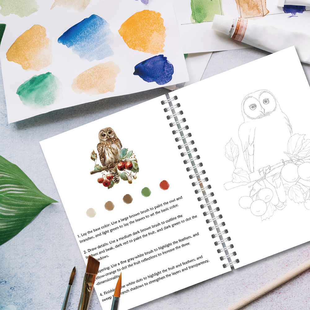 Watercolor Coloring Notebook for Beginners Spiral Watercolor Sketchbook for Kids & Adults - makephotopuzzleuk