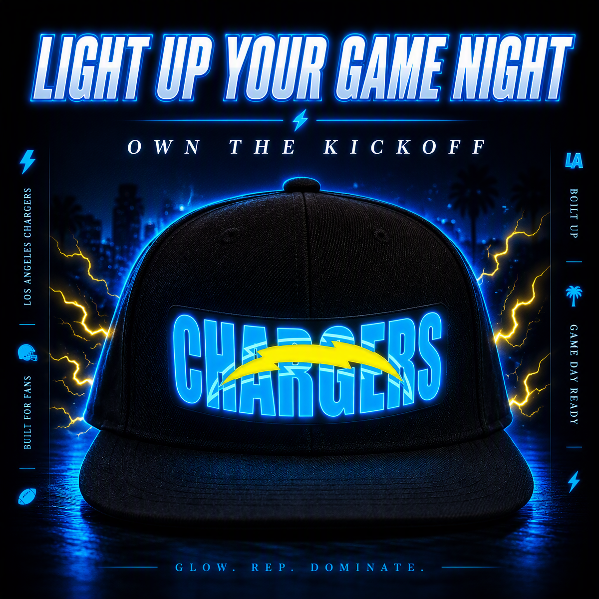Football Fan LED Light-Up Snapback Cap - makephotopuzzleuk
