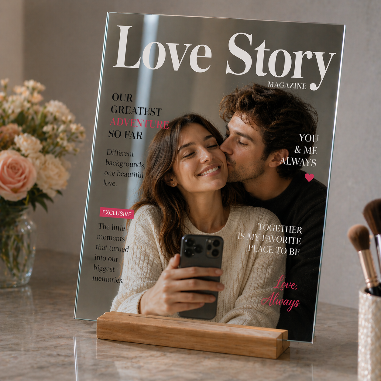 Personalized Mirror Reminds Her She’s Loved By You Everyday Love Story Gift for Couples