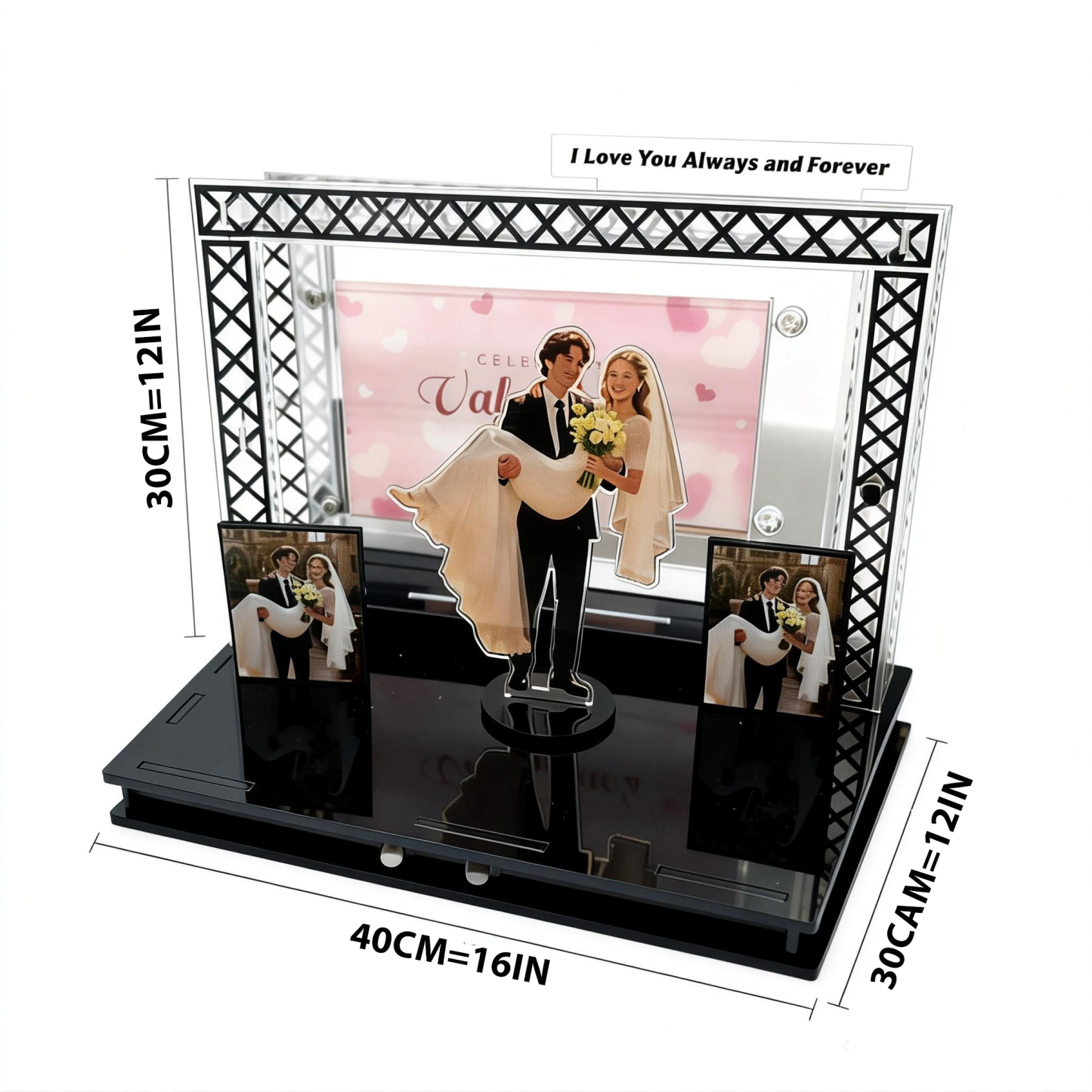 Personalized Mini Music Stage with Lights | Acrylic Couple Gift with Auto Music Player