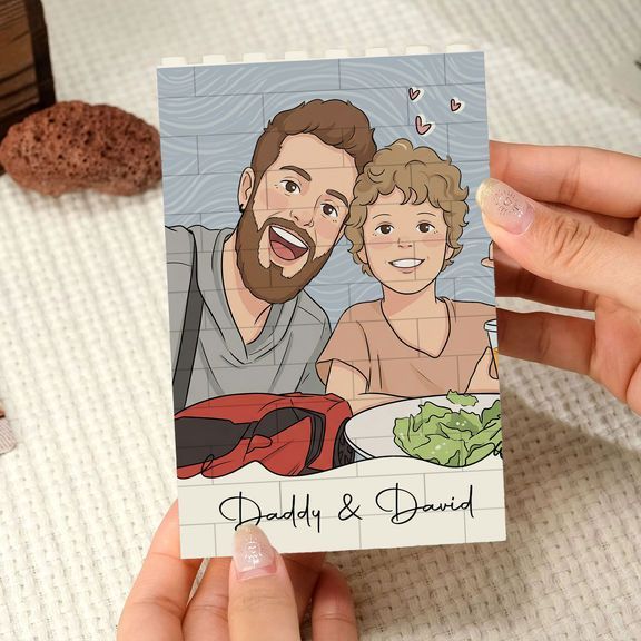 Gift for Dad - Personalized "Daddy & Me" Photo Bricks - Birthday, Father's Day Gift - makephotopuzzleuk