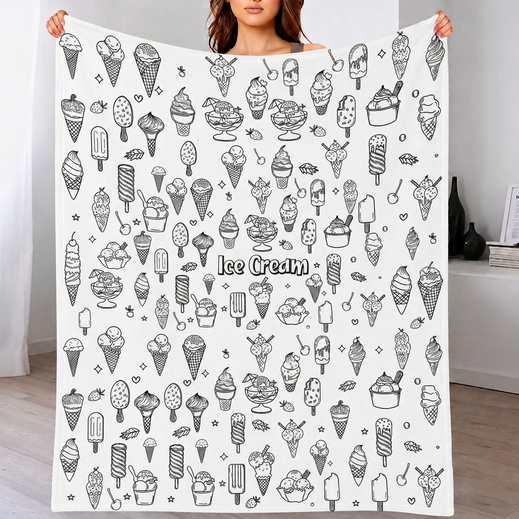 DIY Drawing Blanket with Optional 24 Colors Markers, Color Art Blanket Washable Blankets, Christmas Coloring Blankets for Adults - makephotopuzzleuk