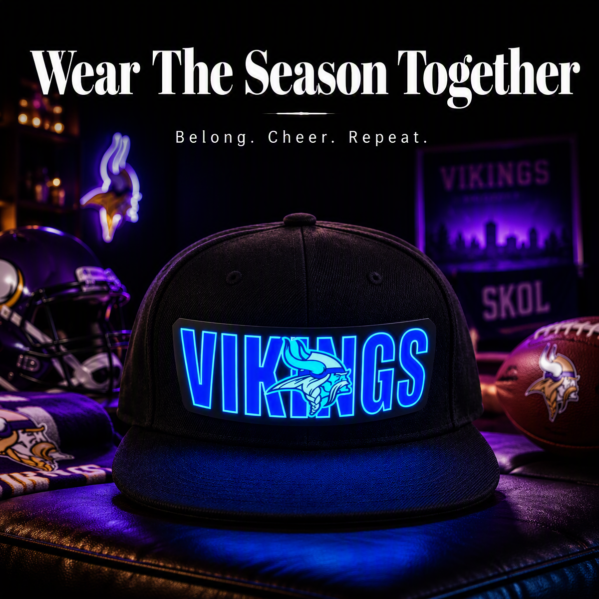 Football Fan LED Light-Up Snapback Cap - makephotopuzzleuk