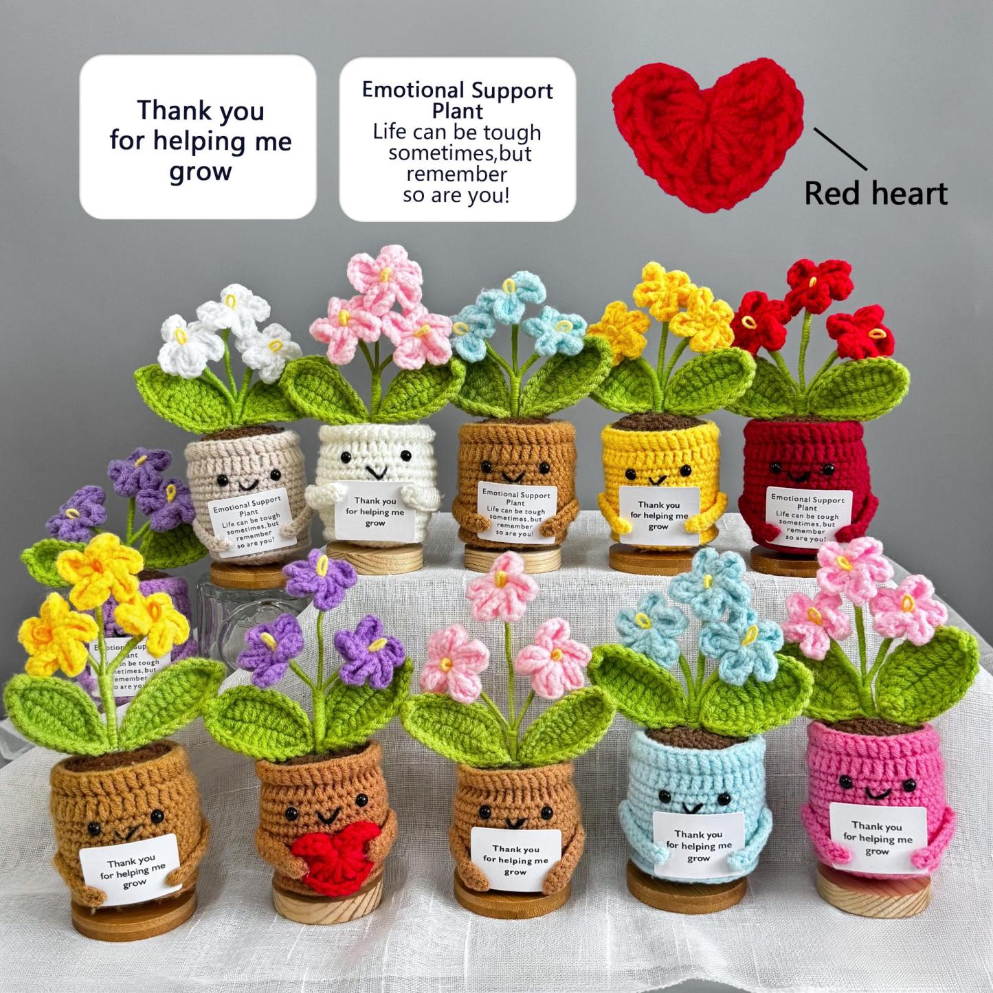 Handmade Crochet Forget me not Flowers with Hugging Heart,Emotional Support Potted Plant,Supportive Gift Flower,Mother's Day gift - makephotopuzzleuk
