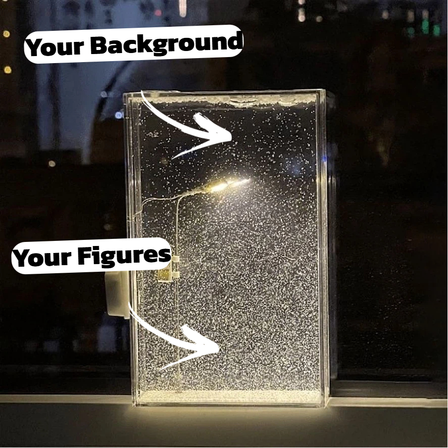 Personalized Snowy Night Street Lamp Christmas Snow Scene Light with Custom Background, Street Lamp Snow Globe, Flowing Snowy Night Light Christmas Decorations Desktop Decor Gifts