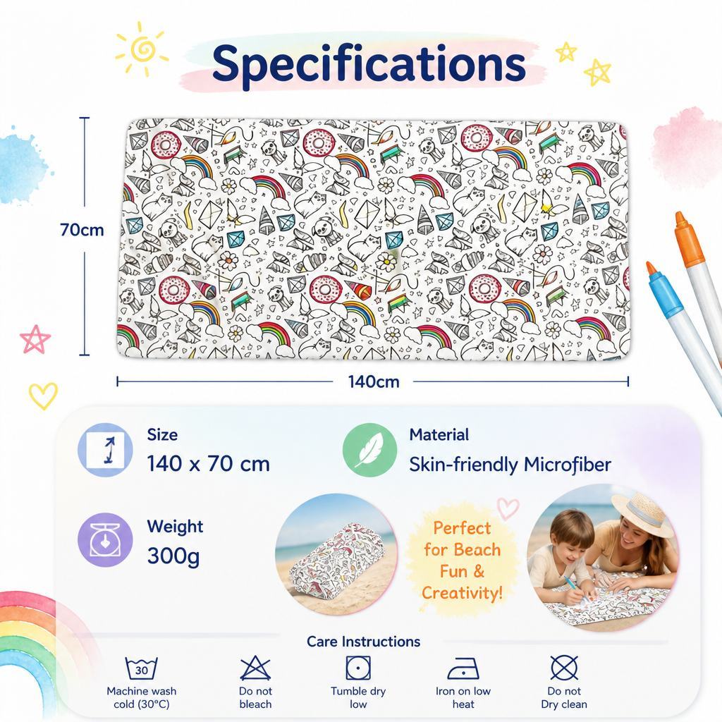 DIY Doodling Beach Towel with 24 Colors Acrylic Paint Markers