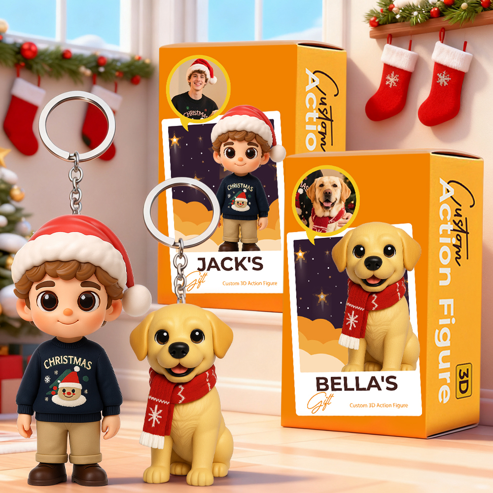Custom Mini 3D Keychain Figurine Cute Personalized Christmas Present for Boyfriend Girlfriend - mysiliconefoodbag