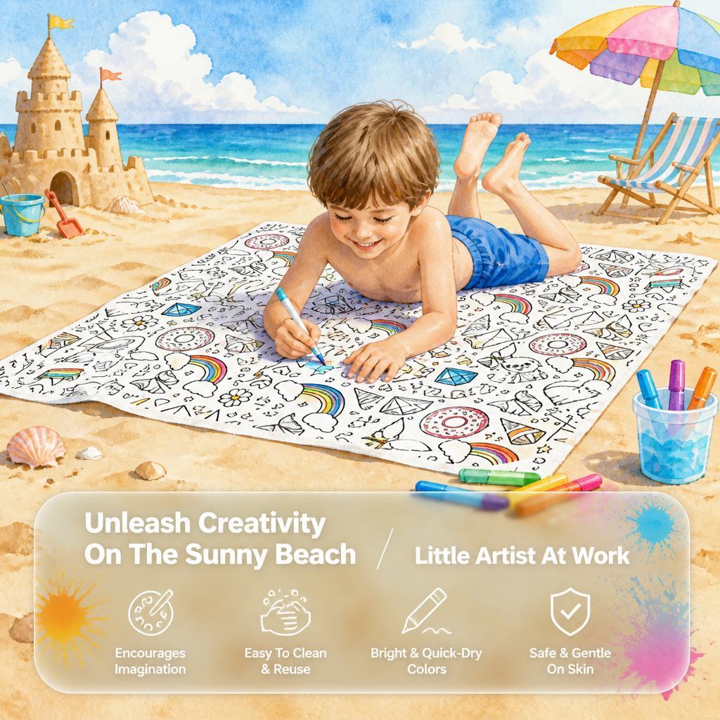 DIY Doodling Beach Towel with 24 Colors Acrylic Paint Markers
