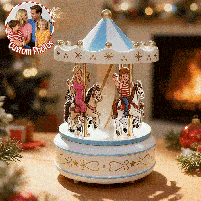 Custom Portrait Carousel Music Box Ornament Family Member Desktop Decoration Gift For Family