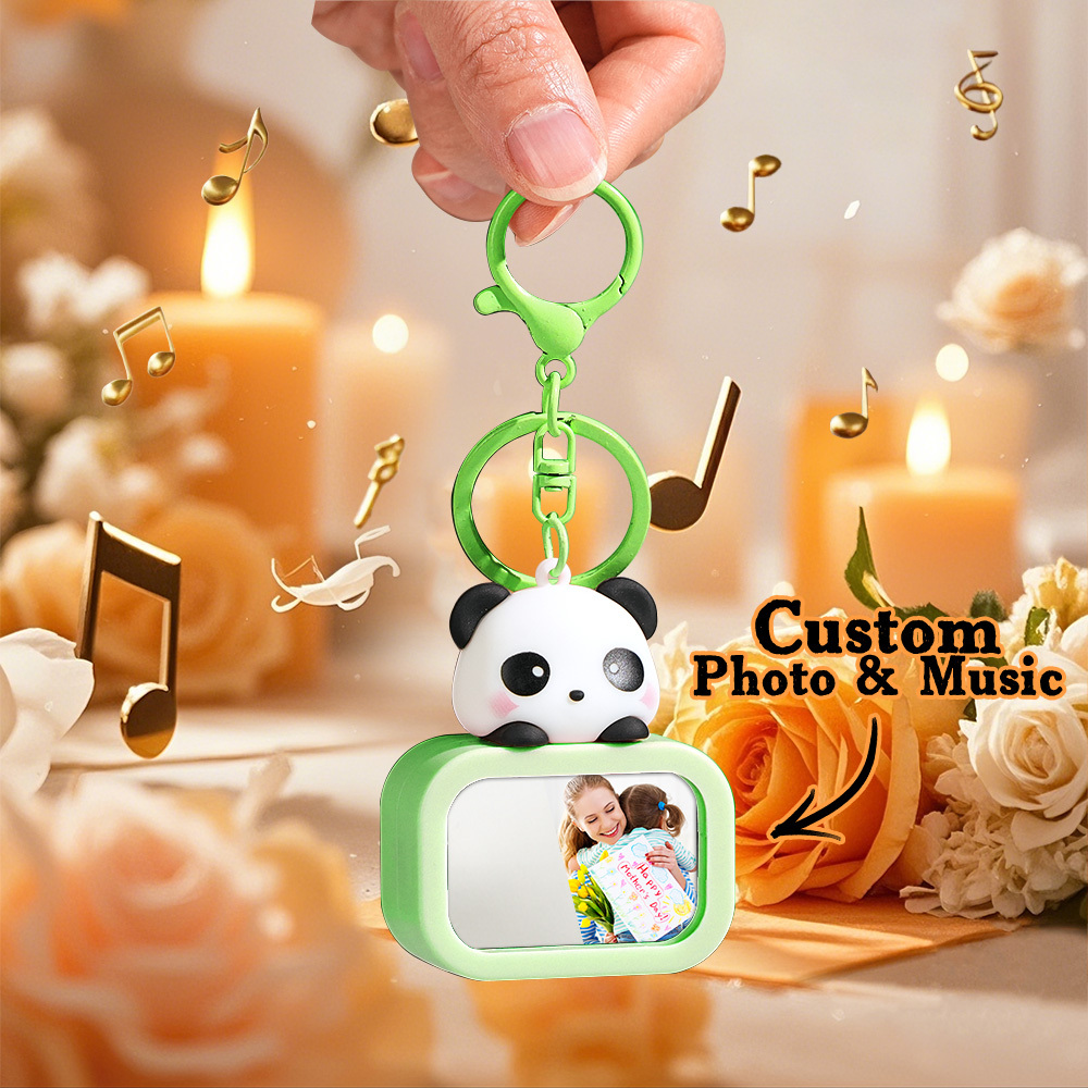 Custom Music Player Keychain with Personalized Photo Portable Makeup Mirror Personalized Mother's Day Gift for Mom