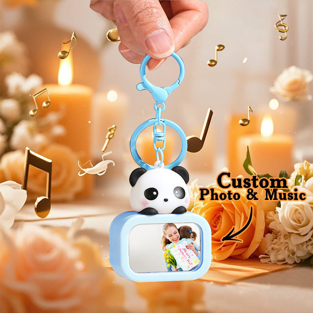 Custom Music Player Keychain with Personalized Photo Portable Makeup Mirror Personalized Mother's Day Gift for Mom
