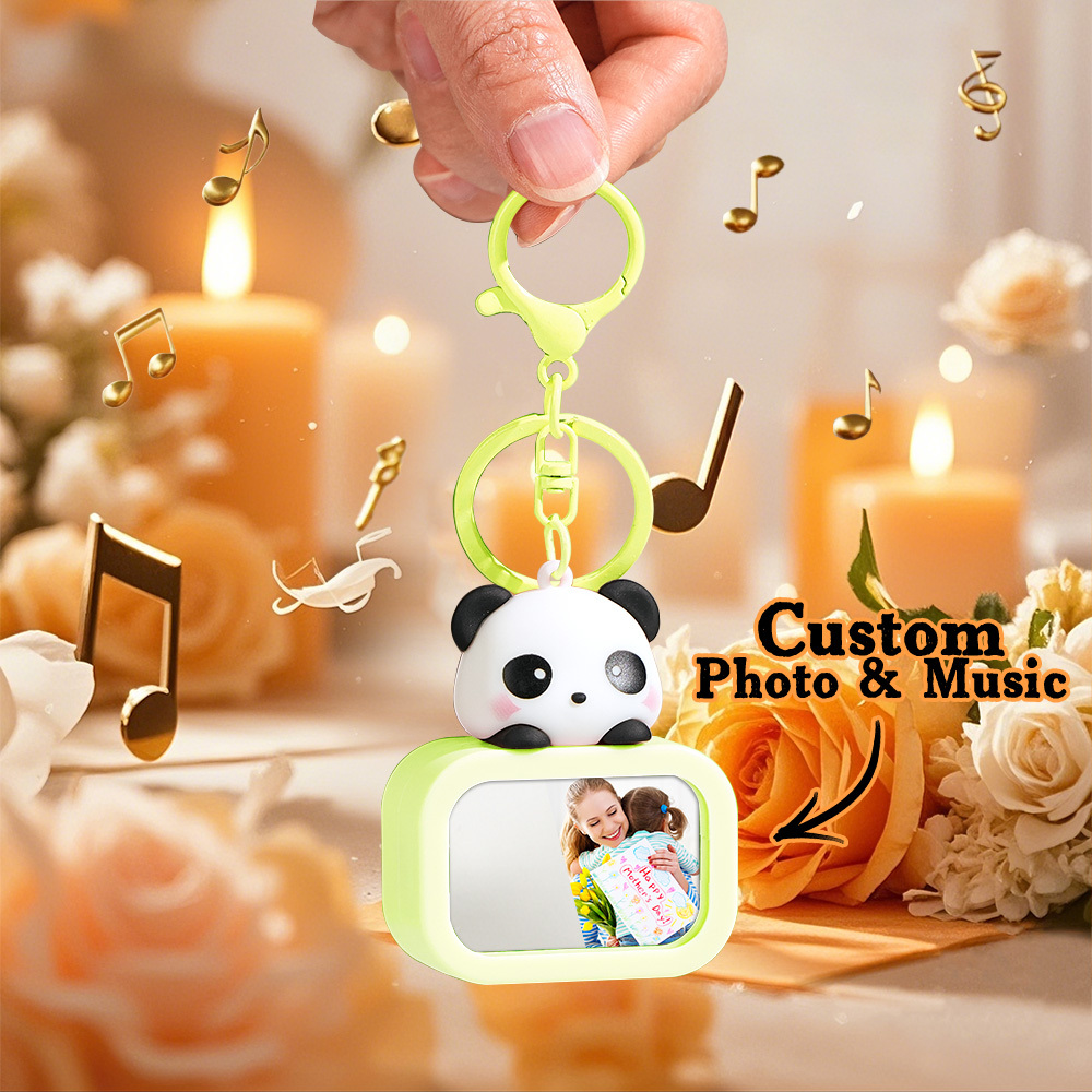 Custom Music Player Keychain with Personalized Photo Portable Makeup Mirror Personalized Mother's Day Gift for Mom